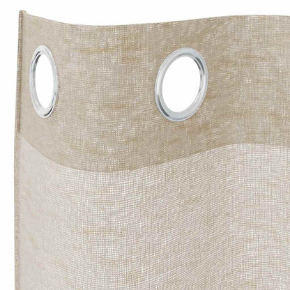 Voile Curtain with Curtains 2 pcs Sand 175 x 140 cm Polyester