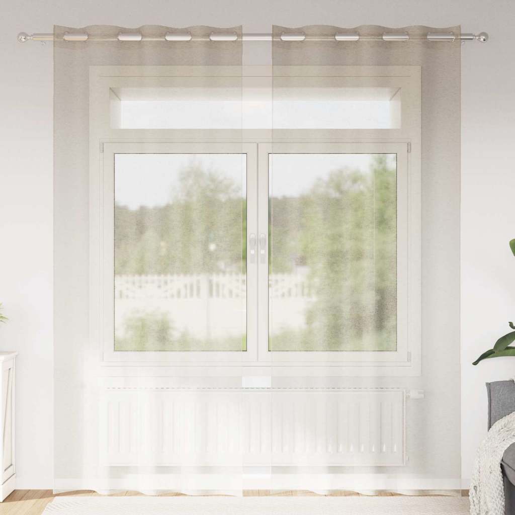 Voile Curtain with Curtains 2 pcs Sand 225 x 140 cm Polyester
