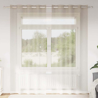 Voile Curtain with Curtains 2 pcs Sand 225 x 140 cm Polyester