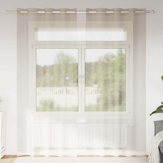Voile Curtain 2 pcs Sand 245 x 140 cm Polyester