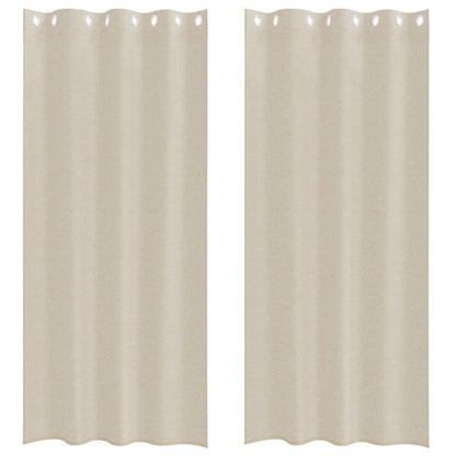 Voile Curtain with Curtains 2 pcs Sand 245 x 140 cm Polyester