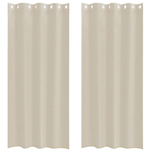Voile Curtain 2 pcs Sand 245 x 140 cm Polyester