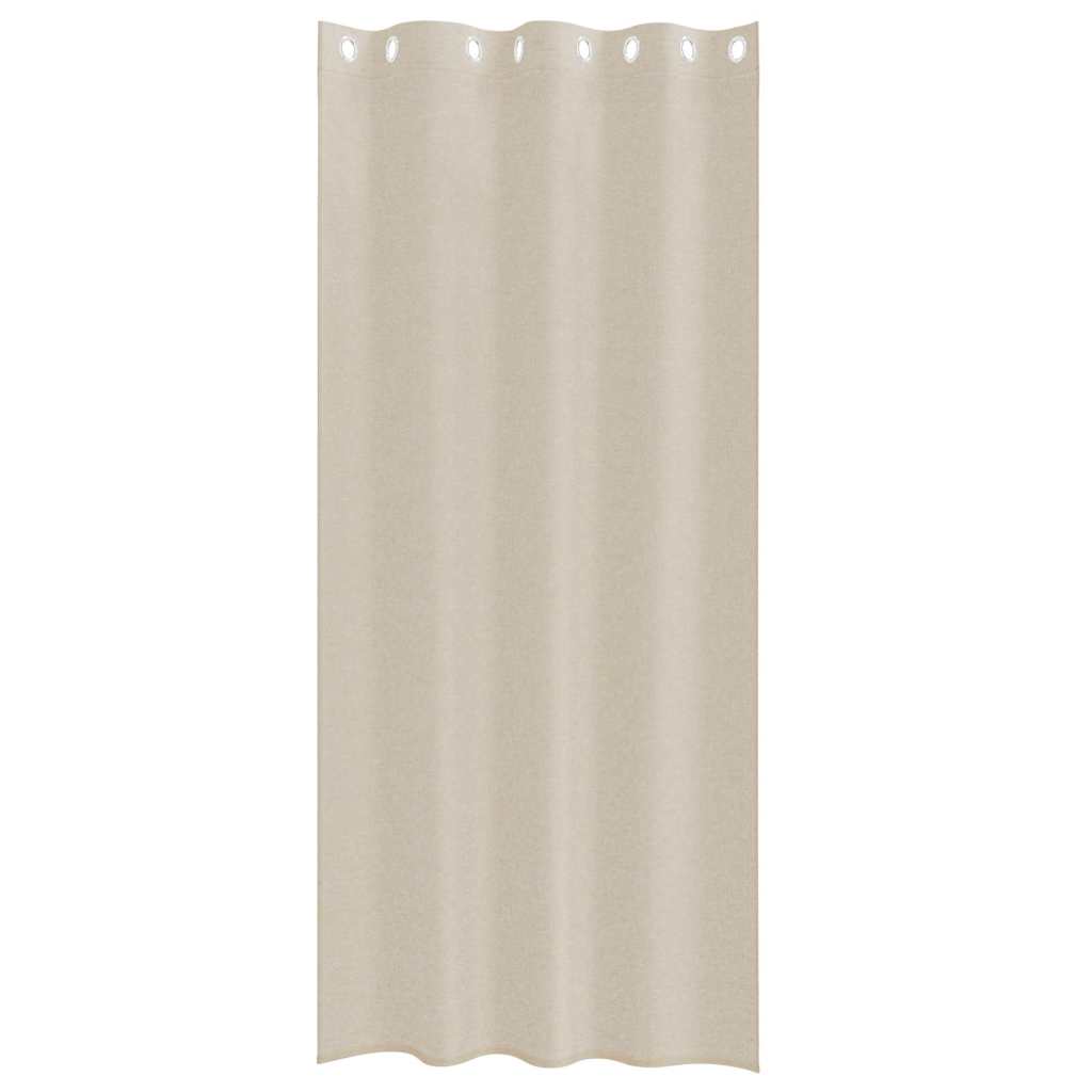 Voile Curtain with Curtains 2 pcs Sand 245 x 140 cm Polyester