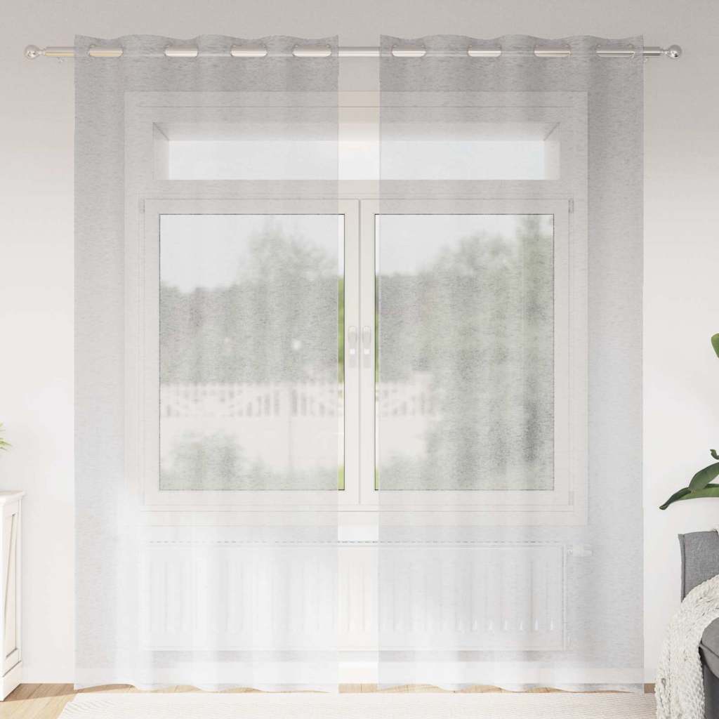 Voile Curtain 2 pcs Light Grey 225 x 140 cm Polyester