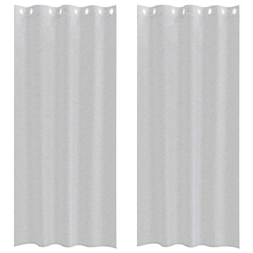 Voile Curtain 2 pcs Light Grey 245 x 140 cm Polyester