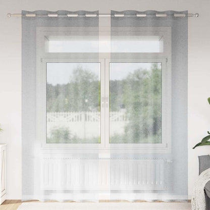 Voile Curtain 2 pcs Dark Grey 225 x 140 cm Polyester