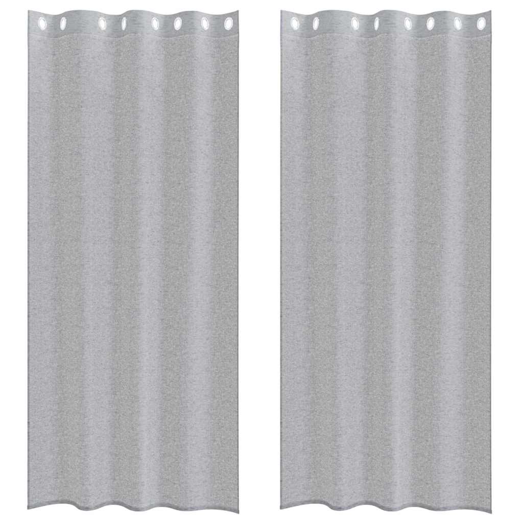 Voile Curtain 2 pcs Dark Grey 260 x 140 cm Polyester