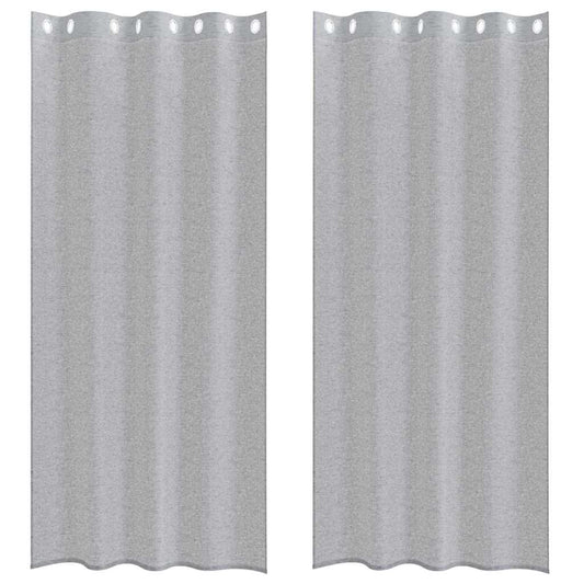 Voile Curtain 2 pcs Dark Grey 260 x 140 cm Polyester