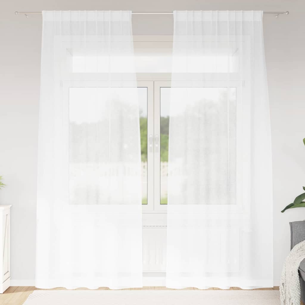 Voile Curtain with Curtains 2 pcs White 225 x 140 cm Polyester