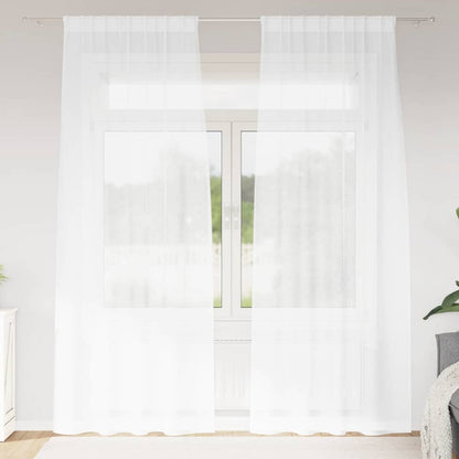 Voile Curtain with Curtains 2 pcs White 245 x 140 cm Polyester