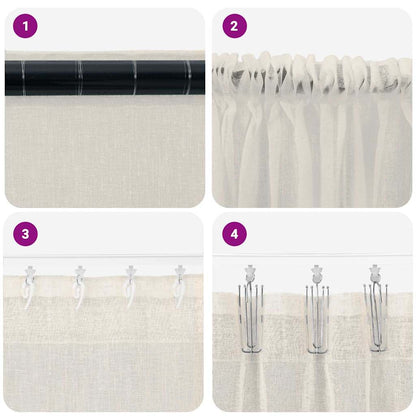 Voile Curtain with Curtains 2 pcs Cream 225 x 140 cm Polyester