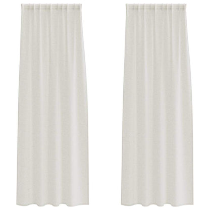 Voile Curtain with Curtains 2 pcs Cream 225 x 140 cm Polyester