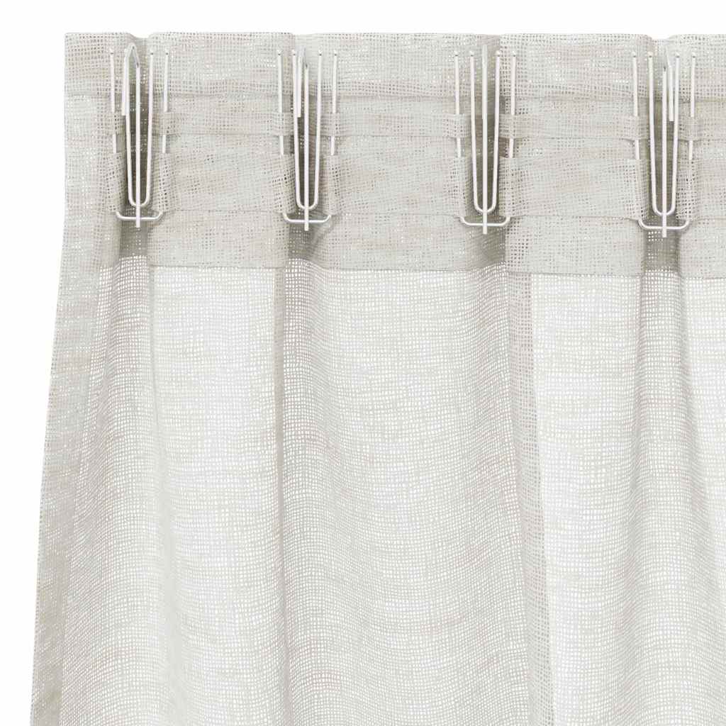 Voile Curtain with Curtains 2 pcs Cream 260 x 140 cm Polyester