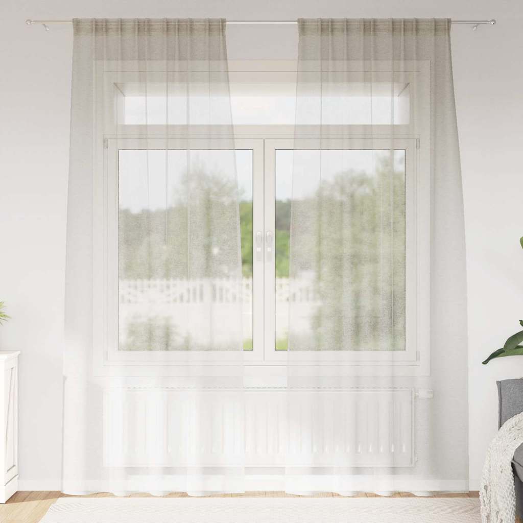 Voile Curtain with Curtains 2 pcs Cream 260 x 140 cm Polyester