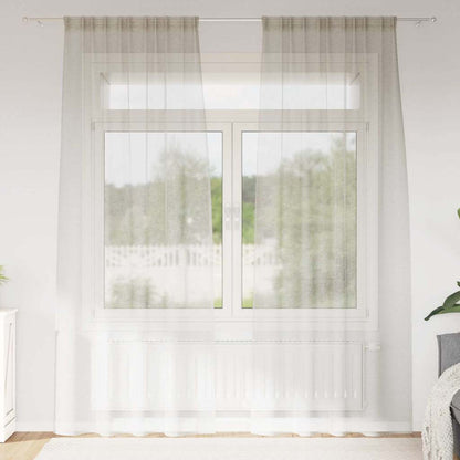 Voile Curtain with Curtains 2 pcs Cream 260 x 140 cm Polyester