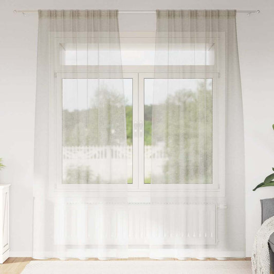 Voile Curtain 2 pcs Cream 260 x 140 cm Polyester