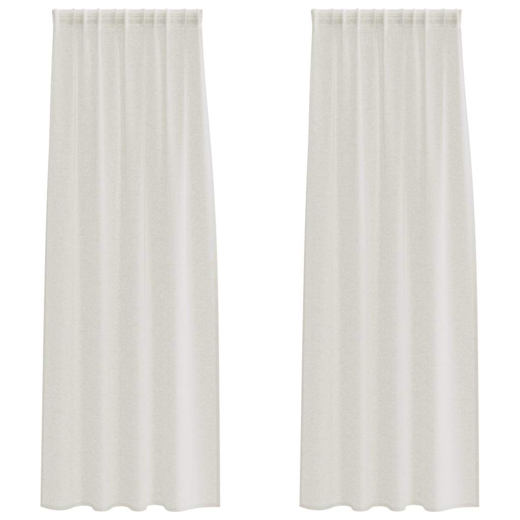 Voile Curtain with Curtains 2 pcs Cream 260 x 140 cm Polyester