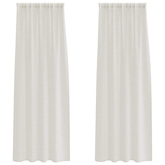 Voile Curtain 2 pcs Cream 260 x 140 cm Polyester