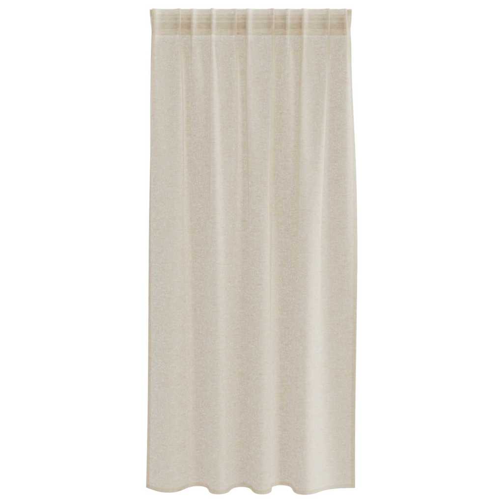 Voile Curtain with Curtains 2 pcs Sand 175 x 140 cm Polyester