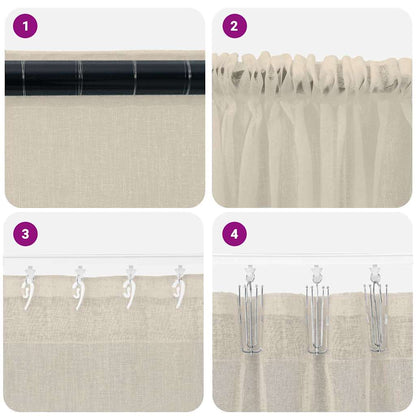 Voile Curtain with Curtains 2 pcs Sand 245 x 140 cm Polyester