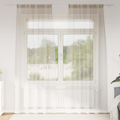 Voile Curtain 2 pcs Sand 260 x 140 cm Polyester