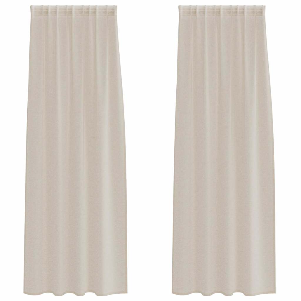 Voile Curtain 2 pcs Sand 260 x 140 cm Polyester
