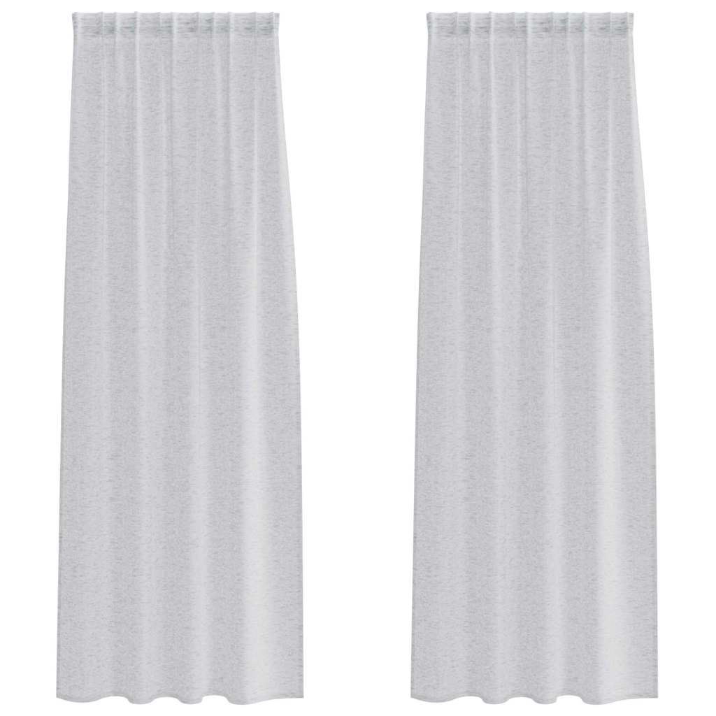 Voile Curtain 2 pcs Light Grey 225 x 140 cm Polyester
