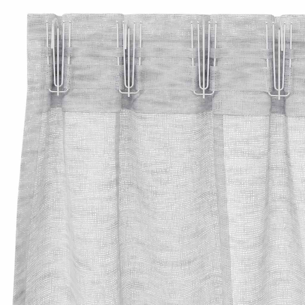 Voile Curtain 2 pcs Light Grey 245 x 140 cm Polyester