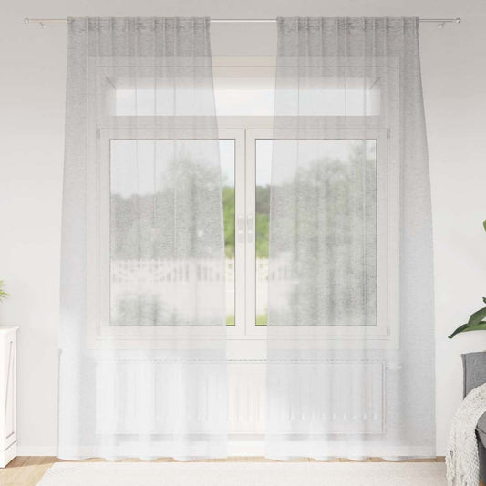 Voile Curtain 2 pcs Light Grey 260 x 140 cm Polyester