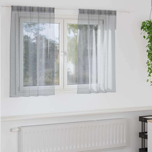 Voile Curtain 2 pcs Dark Grey 140 x 140 cm Polyester