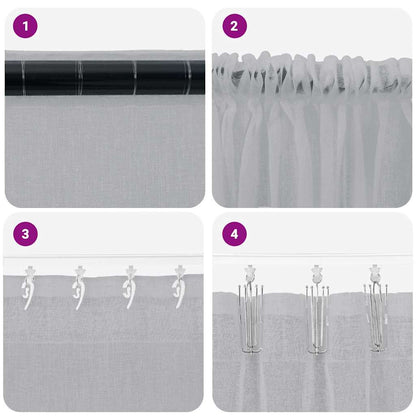 Voile Curtain 2 pcs Dark Grey 225 x 140 cm Polyester