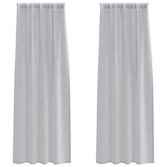 Voile Curtain 2 pcs Dark Grey 225 x 140 cm Polyester