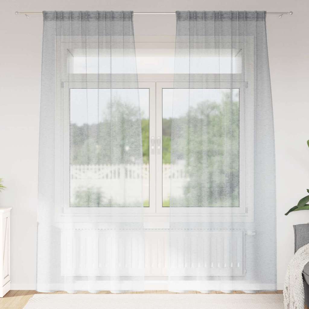 Voile Curtain 2 pcs Dark Grey 260 x 140 cm Polyester