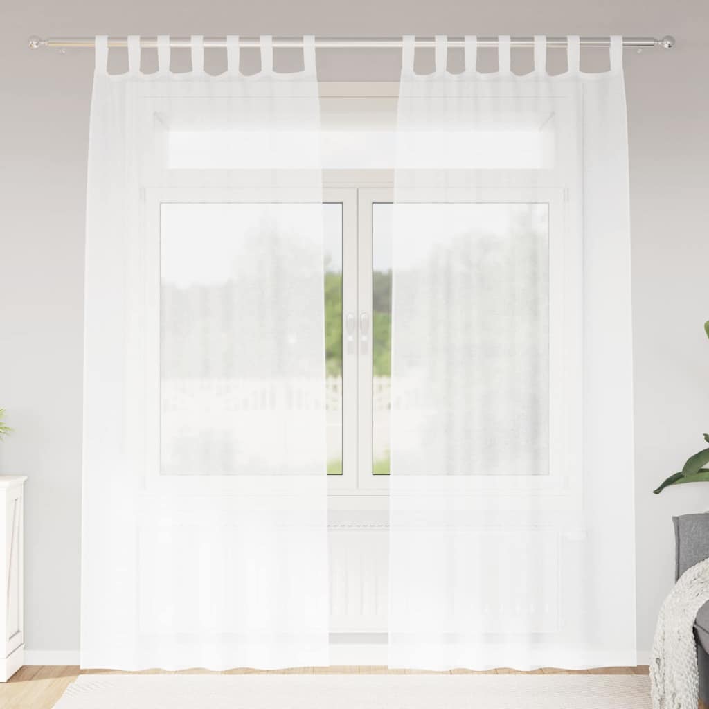 Voile Curtain with Curtains 2 pcs White 245 x 140 cm Polyester