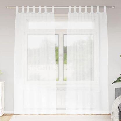 Voile Curtain with Curtains 2 pcs White 260 x 140 cm Polyester