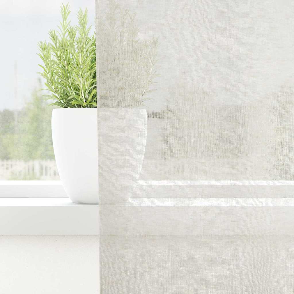 Voile Curtain with Curtains 2 pcs Cream 260 x 140 cm Polyester
