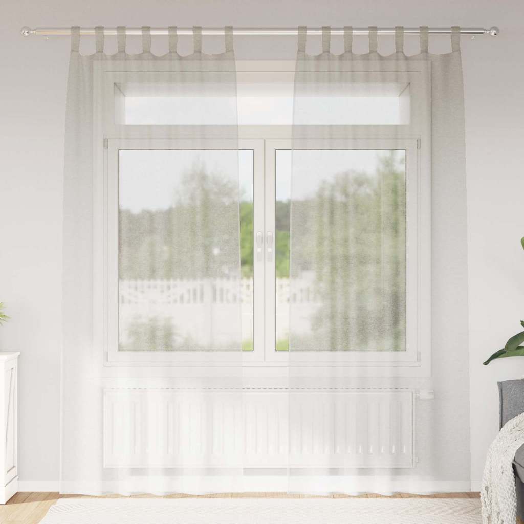 Voile Curtain with Curtains 2 pcs Cream 260 x 140 cm Polyester