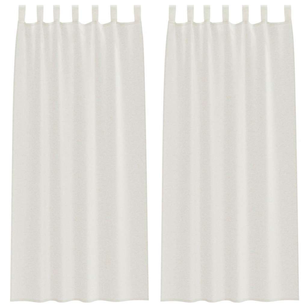 Voile Curtain with Curtains 2 pcs Cream 260 x 140 cm Polyester