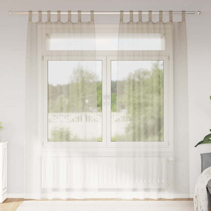 Voile Curtain with Curtains 2 pcs Sand 245 x 140 cm Polyester