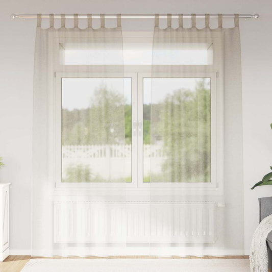 Voile Curtain 2 pcs Sand 245 x 140 cm Polyester