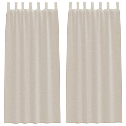 Voile Curtain with Curtains 2 pcs Sand 245 x 140 cm Polyester
