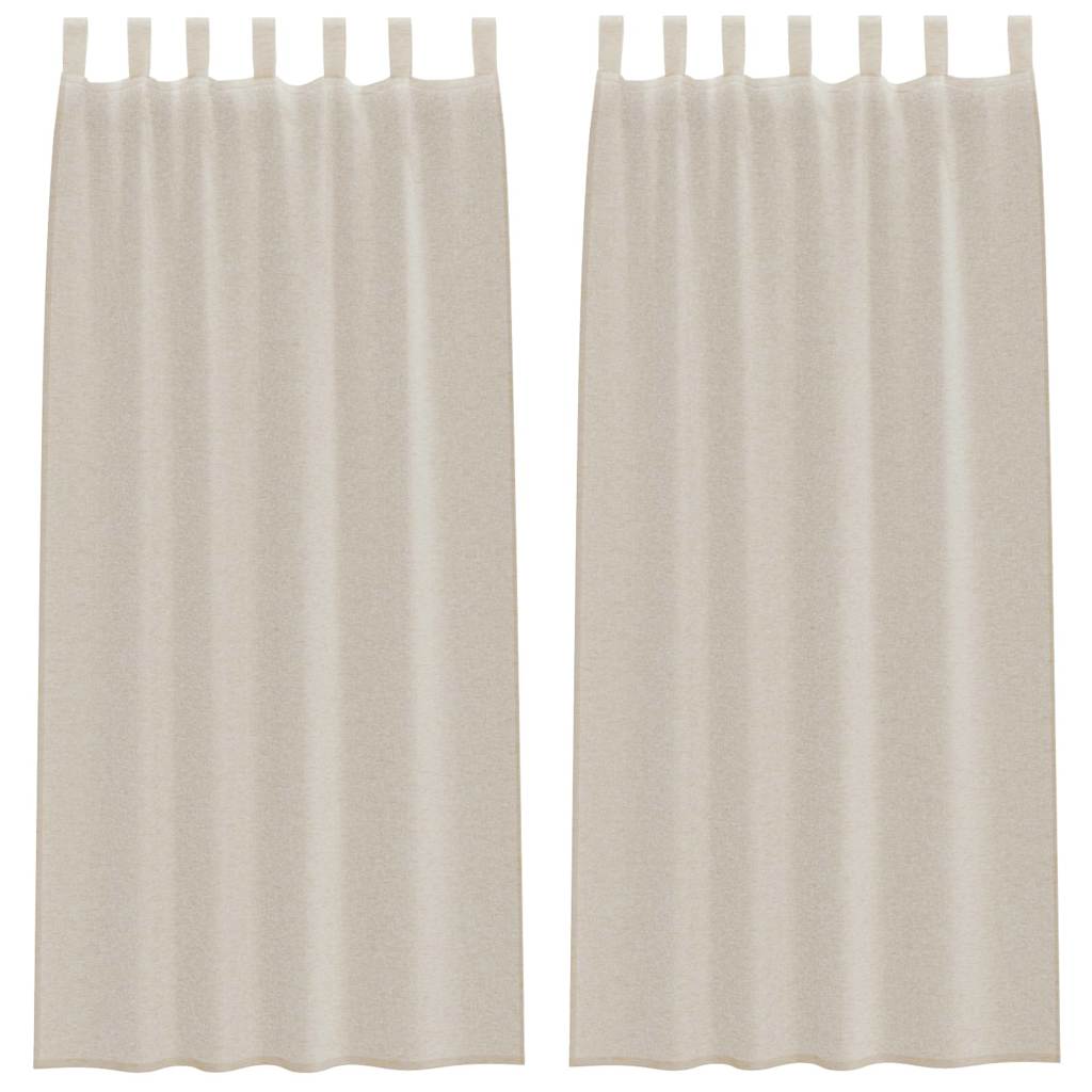 Voile Curtain with Curtains 2 pcs Sand 260 x 140 cm Polyester