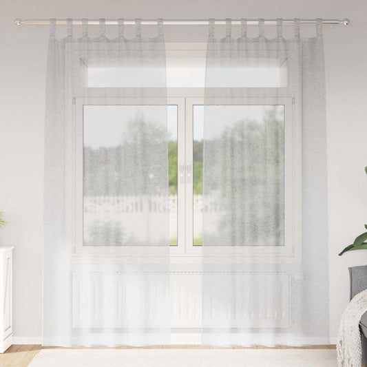 Voile Curtain 2 pcs Light Grey 225 x 140 cm Polyester