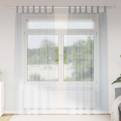 Voile Curtain 2 pcs Dark Grey 225 x 140 cm Polyester
