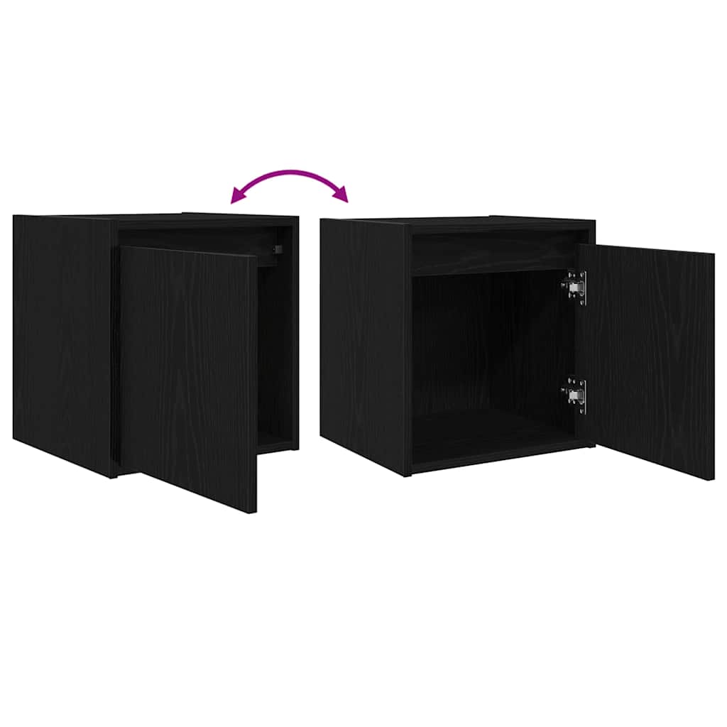 Wall-Mounted Bedside Cabinet Black 38x34x40 cm