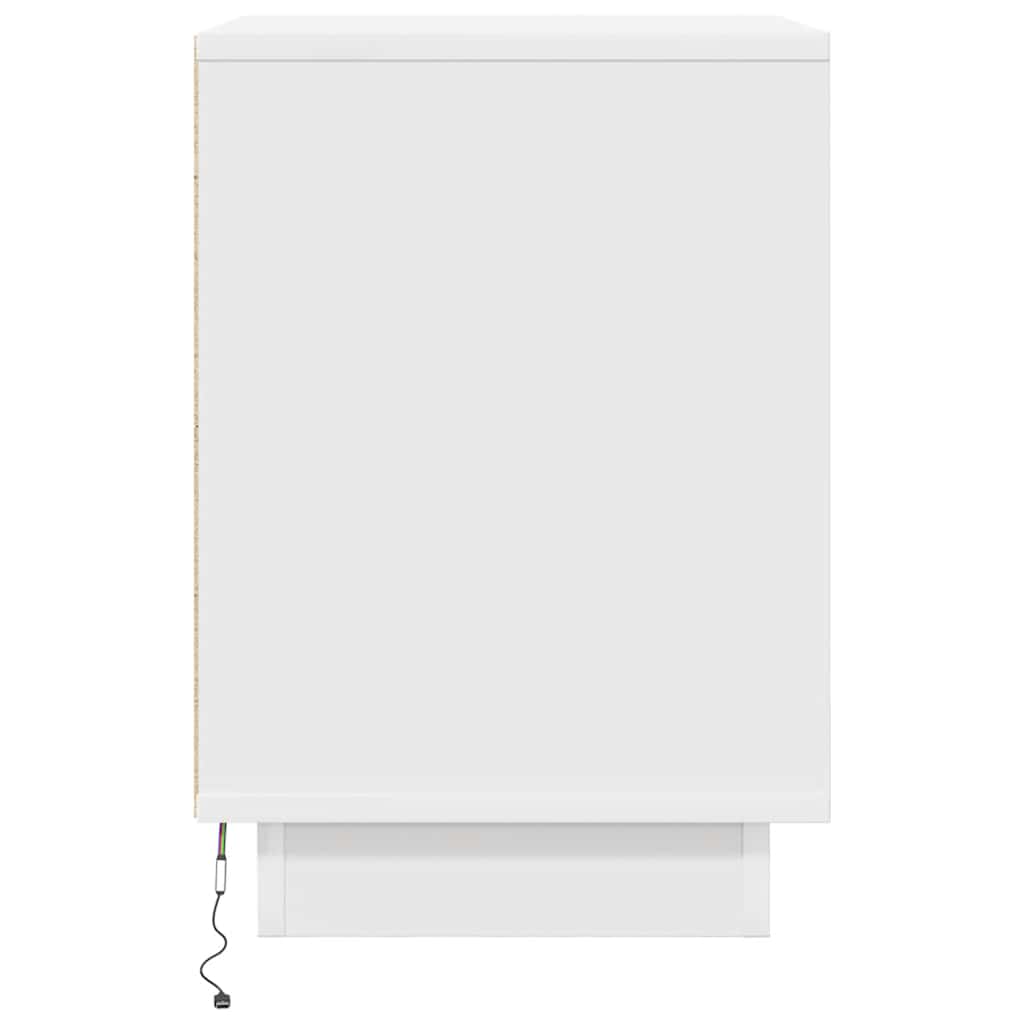 Bedside Cabinet with LED Lights White 38x34x50 cm