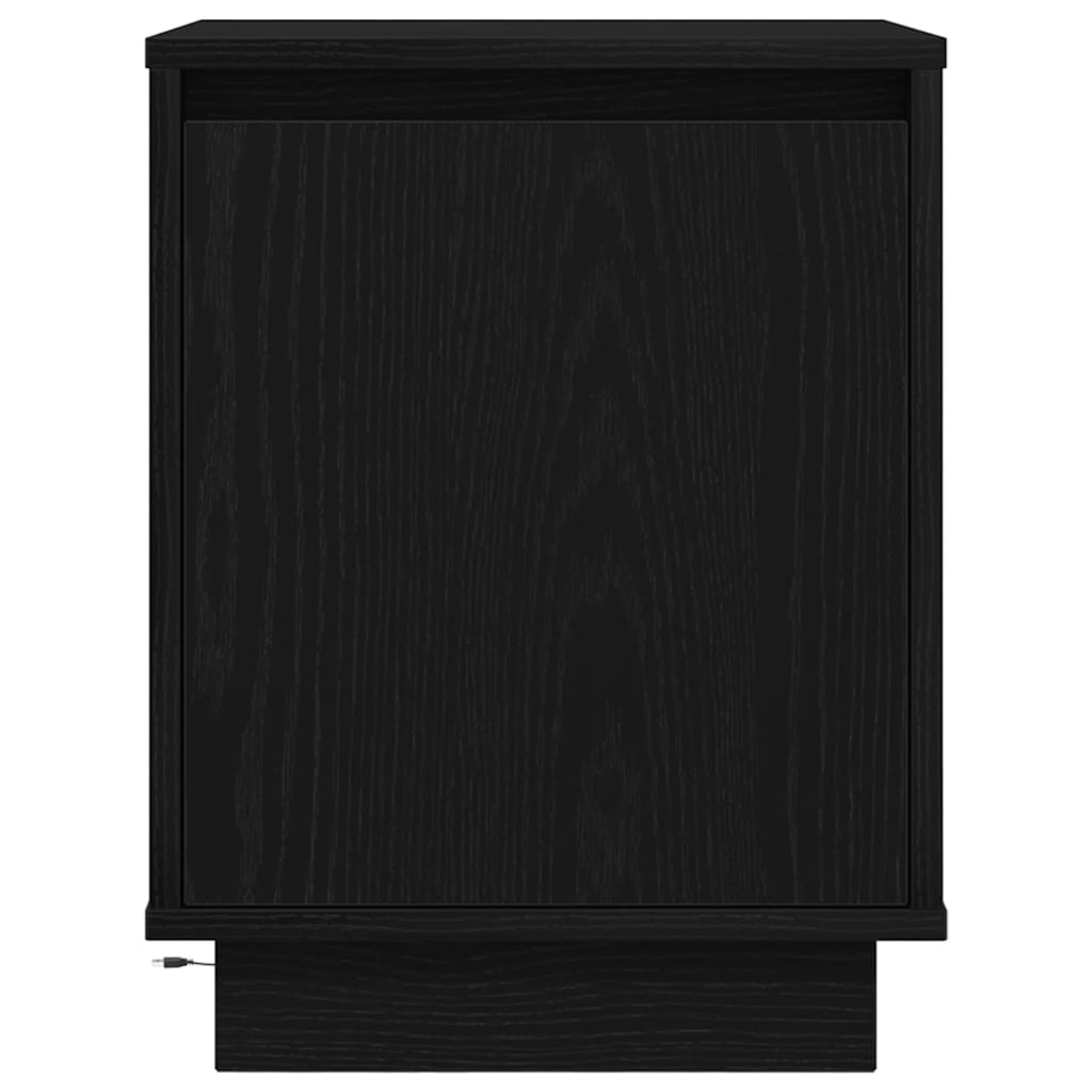 Bedside Cabinet with LED Lights Black 38x34x50 cm