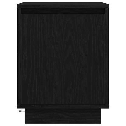 Bedside Cabinet with LED Lights Black 38x34x50 cm