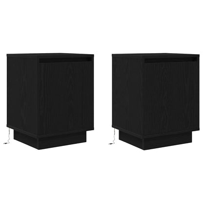 Bedside Cabinets with LED Lights 2 pcs Black 38x34x50 cm