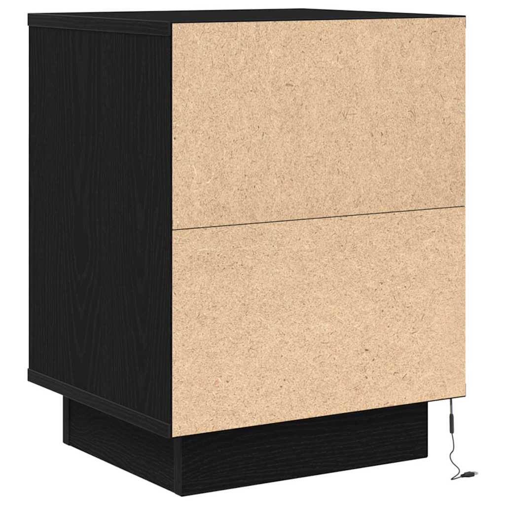 Bedside Cabinets with LED Lights 2 pcs Black 38x34x50 cm